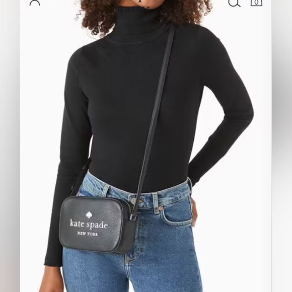 Kate Spade Black Leathet Glitter On Mini Camera Bag - Picture 2 of 16